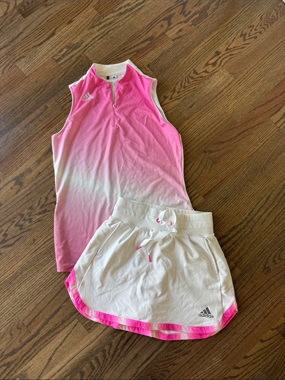 Women’s adidas White and Pink Ombre Tennis Top with White Skort